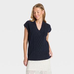 Universal Thread - Women's Cable Sweater Vest - Universal Thread Navy Navy Blue